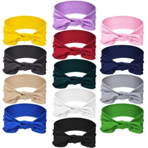 willbond 13 pieces hair bands bows solid color knot headwrap bowknot headbands rabbit ear hairband hair accessories for woman girls, 13 colors (vintage color)