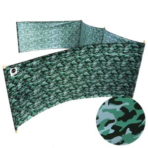 erda forest camo pro beach recycled polyester rip-stop 20 ft lightweight windscreen, privacy screen, wind blocker, free matching shoulder bag