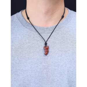 COAI Fox Red Tiger Eye Stone Pendant Necklace for Women Girls