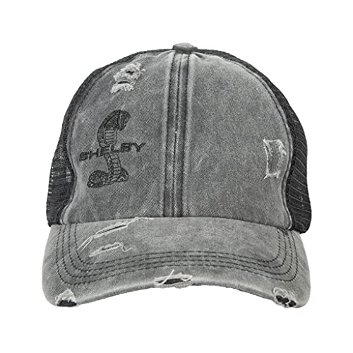 Shelby Ladies Distressed Black/Grey Ponytail Hat | Officially Licensed Shelby® Product | Adjustable, One-Size Fits All | Lightweight Super Soft Finish