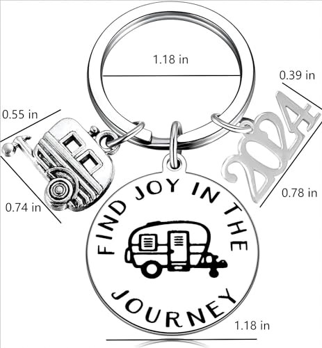 MIXJOY Camper Key Chain RV Accessories for Travel Trailers Inside Decor 2024 New Happy Camper Owner Journey Adventure Gifts Glamping Lifestyle