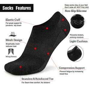 Busy Socks Women's Merino Wool No Show Socks, No Blister Funny Hidden Long Distance Running Marathon Fitness Tennis Golf Gym Wool Socks, 6 Pairs, Medium, Black