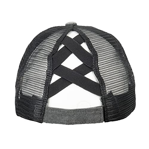 Shelby Ladies Distressed Black/Grey Ponytail Hat | Officially Licensed Shelby® Product | Adjustable, One-Size Fits All | Lightweight Super Soft Finish