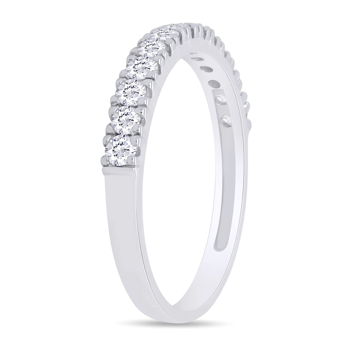 SAVEARTH DIAMONDS 0.4CTTW G-H 2.26MM Width Moissanite Lab Created Diamond Lab Created Diamond Half Eternity Wedding Band Ring In Sterling Silver for Women Ring Size-8