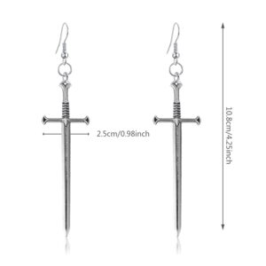 WUWEIJIAJIA Unique Retro Gothic Long Sword Hook Earrings Vintage Silver Punk Style Knife Dangle Drop Earrings for Women Trendy Men Statement (Style-4)