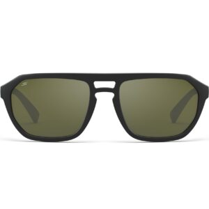 Serengeti Men's Bellemon Oval Sunglasses, Matte Black, Medium