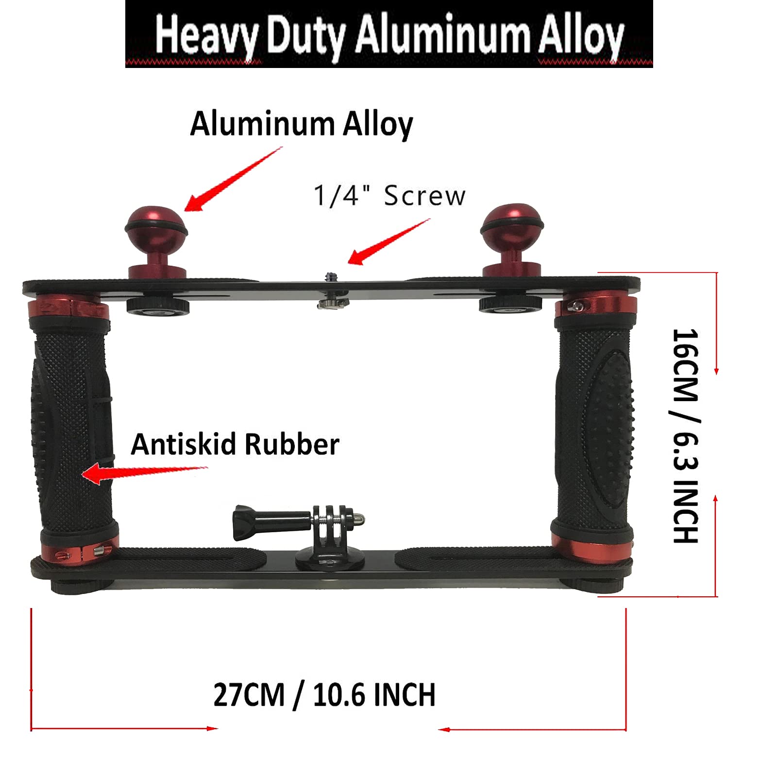 Aluminium Alloy Underwater Video Light Stabilizer Tray for Action Camera and Any Other Camera with 1/4 inch Screw Hole for Videomaker Film-Maker Video-grapher