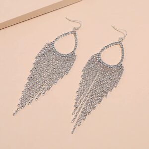 Luxuary CZ Fringe Drop Statement Earrings for Women Cubic Zirconia Tassel Crystal Chain Dangle Hook Stud Earring Elegant Wedding Birthday Party Prom Mother's Day Christmas Jewelry