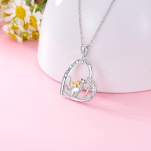 MEIDERBO Dinosaur Necklace 925 Sterling Silver I Love You Forever Dino Heart Pendant Necklace Dinosaur Jewelry Gifts for Women Mom Daughter