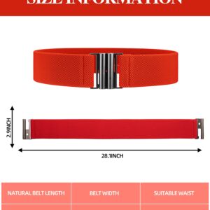 6 Pieces Elastic Belt Stretchy Belt Vintage Waist Belt with Metal Buckle for Women Girl