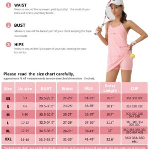 Women's Exercise Sleeveless Dress Tennis Golf Workout Dress with Pockets Built-in Shorts & Bra Yoga Sports Athletic Dress (Black, S)