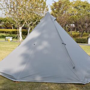 4 Person Tent Ultralight 15D Nylon Teepee Hot Tent with Fire Retardant Stove Jack for Flue Pipes with 2 Doors Snow Skirt