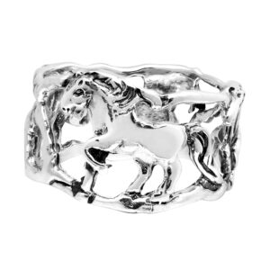 aeravida wild & free running horses .925 sterling silver ring (10) | animal inspired ring for women | horse jewelry