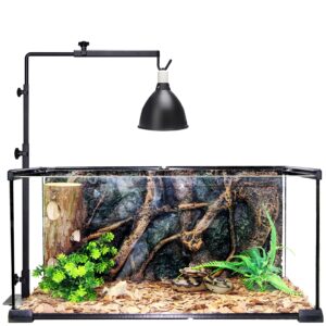 LISINAN Lamp Stand for Reptile Tank/Black Metal Bracket Floor Light Holder Support/Aquarium Light Mount/Terrarium Light Fixture/Snake Tank Decor/Turtle Tank/Chameleon Accessories(L, 12.59" x36.22")