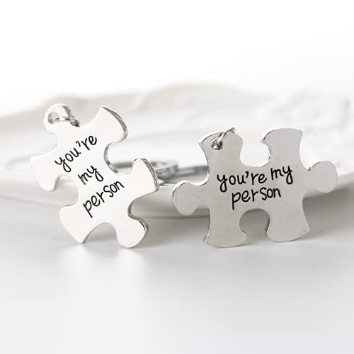 kapitomanio 2 pcs You're My Person Matching Keychains, Jigsaw Puzzle Keychain for Her Him Keychain Jewelry Set for Boyfriend Girlfriend Birthday Anniversary Christmas Valentines Day Gifts