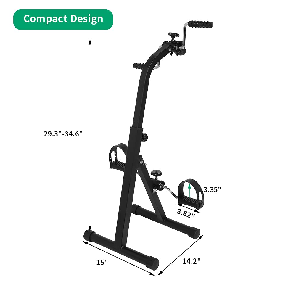 VIVIJASON Pedal Exerciser - Bike Hand Arm Leg and Knee Exercise Peddler for Seniors, Elderly - Indoor Adjustable Fitness Equipment for Total Body - Nonslip Base-Built-in Electronic Display