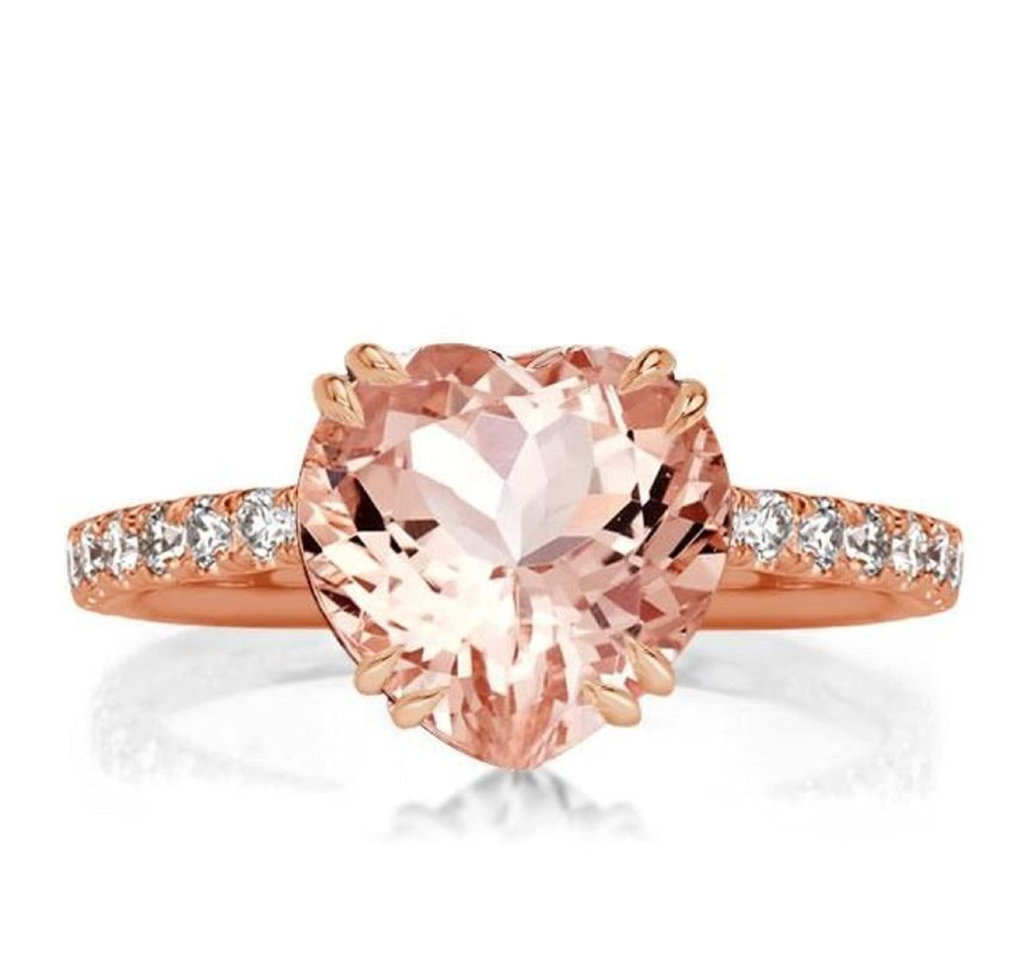 Stargold 2.50 Ct Heart Shaped Created Morganite Classic Engagement Ring 14k Rose Gold Plated 925 Silver (7)