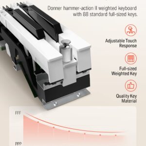 Donner DDP-80 Digital Piano 88 Key Weighted Keyboard, Full-size Electric Piano for Beginners, with Sheet Music Stand, Triple Pedal, Power Adapter, Supports USB-MIDI Connecting, Retro Wood Color