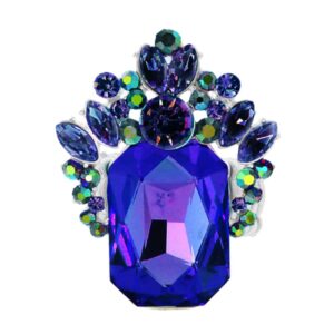 rosemarie & jubalee women's stunning statement emerald cut glass crystal stretch cocktail ring (royal blue silver tone)