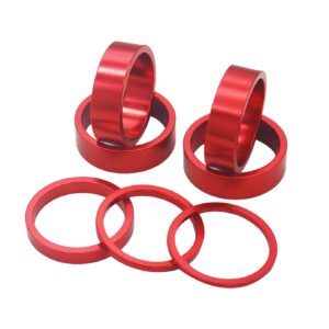 PLATT Bike Headset Spacer Aluminium Alloy Bicycle Stem Headset Spacers Fit 1 1/8-Inch Stem for MTB BMX Road Bikes 2/3/5/10mm(Red 7PCS)