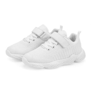 hetios white tennis shoes for girls boys breathable athletic tennis shoes children (toddler/little kid/big kid) 1 m us