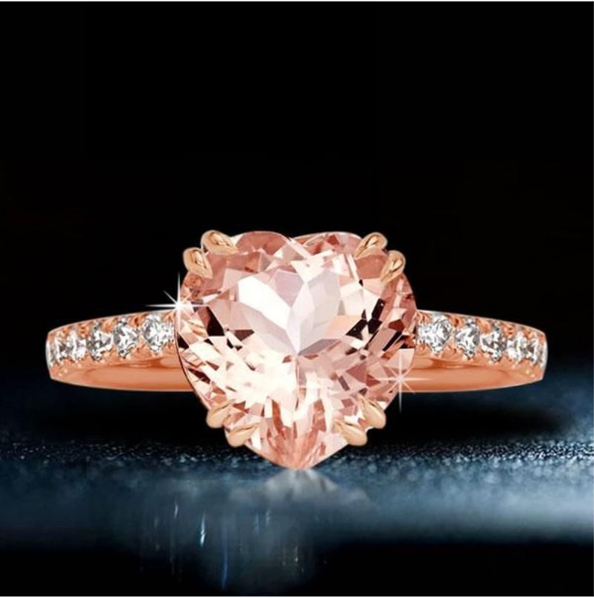 Stargold 2.50 Ct Heart Shaped Created Morganite Classic Engagement Ring 14k Rose Gold Plated 925 Silver (7)