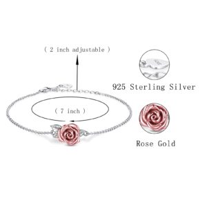 MANBU Rose Cremation Urn Jewelry for Ashes - 925 Sterling Silver Memorial Keepsake Ring Bracelet Necklace Gift for Women, Bereavement Gift for A Loss Of the Loved One (urn bracelet 2)