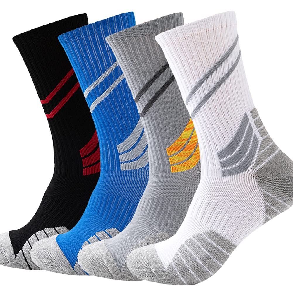 DRASEX Men's Athletic Crew Socks Performance Basketball Sock Cushioned Thick Sports Running Outdoor Socks