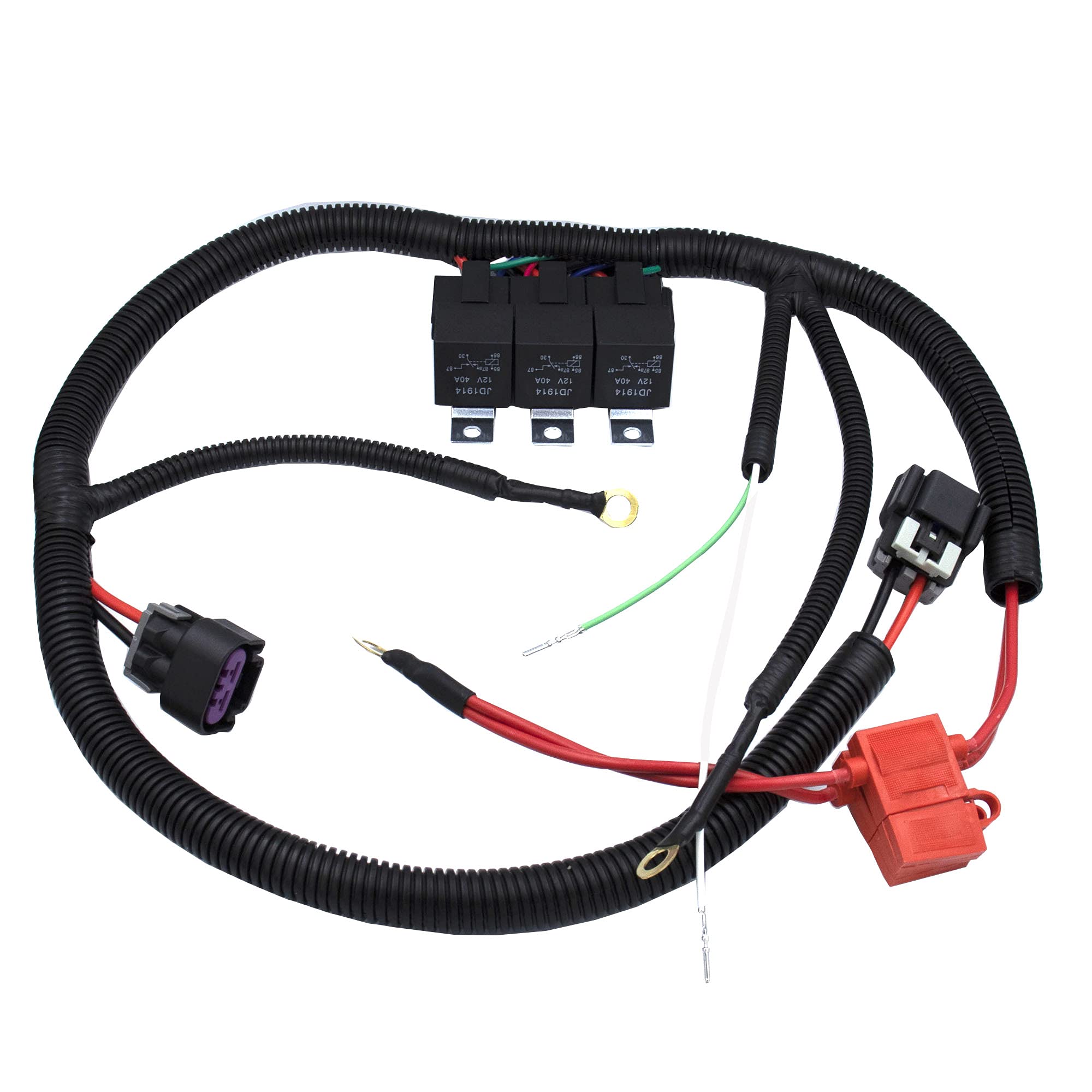 Woopeey Electric Dual Fan Upgrade Wiring Harness Fit for GM 1999–2006 ECU Control Electric Cooling Fan Wire Harness Kit Replace OE # 7L5533A226T