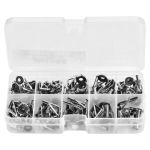 EVTSCAN 80Pcs Fishing Rod Guides Ring Tips Set Stainless Steel Ceramic Top Ring Lure Tool Kit in 10 Sizes Replacement Accessory