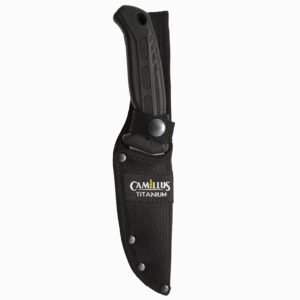 Camillus Hawker 9" Drop Point Blade Durable Corrosion-Resistant 420 Stainless Steel Hunting Hiking Fishing Camping Fixed Blade Knife with Protective Sheath