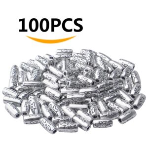 BronaGrand 100pcs Spacers Beads Tibetan Antique Silver Column Spacer Beads Alloy Tube Beads Loose Bead Spacers Charm Beads for DIY Jewelry Crafts Making Finding