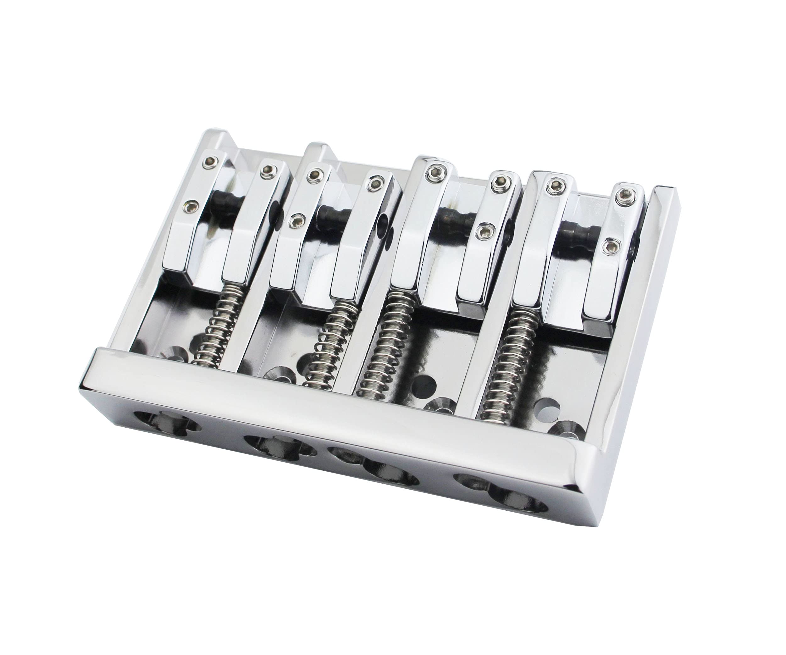 Guyker Guitar Bass Bridge - 4-String A-Style Bass Bridge .656" .687" .718" .750" .787".687" String Spacing Adjustment, Chrome