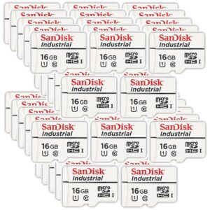 SanDisk Industrial 16GB Micro SD Memory Card Class 10 UHS-I MicroSDHC (Bulk 50 Pack) in Cases (SDSDQAF3-016G-I) Bundle with (1) Everything But Stromboli Card Reader