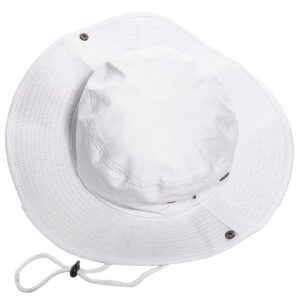 Sun-Hats-for-Men-with-UV-Protection-Wide-Brim Bucket Fishing Safari Boonie Hat for Summer (White, XL)