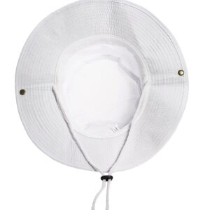 Sun-Hats-for-Men-with-UV-Protection-Wide-Brim Bucket Fishing Safari Boonie Hat for Summer (White, XL)