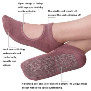 unenow Non Slip Grip Yoga Socks for Women with Cushion for Pilates, Barre, Home