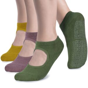 unenow Non Slip Grip Yoga Socks for Women with Cushion for Pilates, Barre, Home