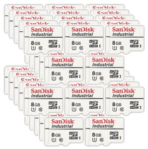 sandisk industrial 8gb micro sd memory card class 10 uhs-i microsd (bulk pack) in cases (sdsdqaf3-008g-i) bundle with (1) everything but stromboli card reader (8gb, pack of 50)