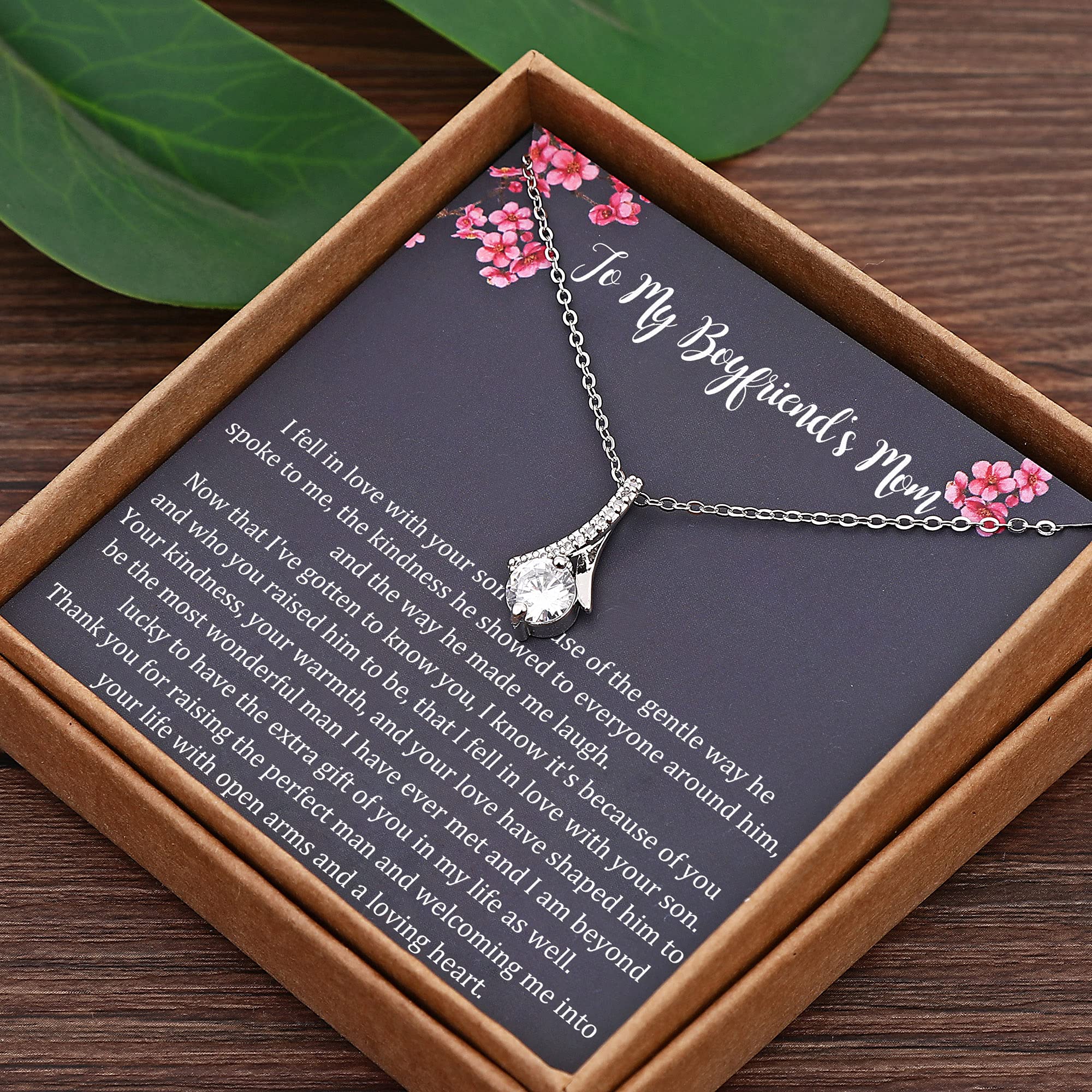 NOREGRET Gift to My Boyfriend's Mom Necklace, 925 Sterling Silver Necklace, Boyfriends Mom Necklace