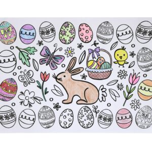 Iconikal Color-Your-Own 2-Sided Reversible Disposable Paper Place Mats, 14 x 10-inches, Easter, 22-Count