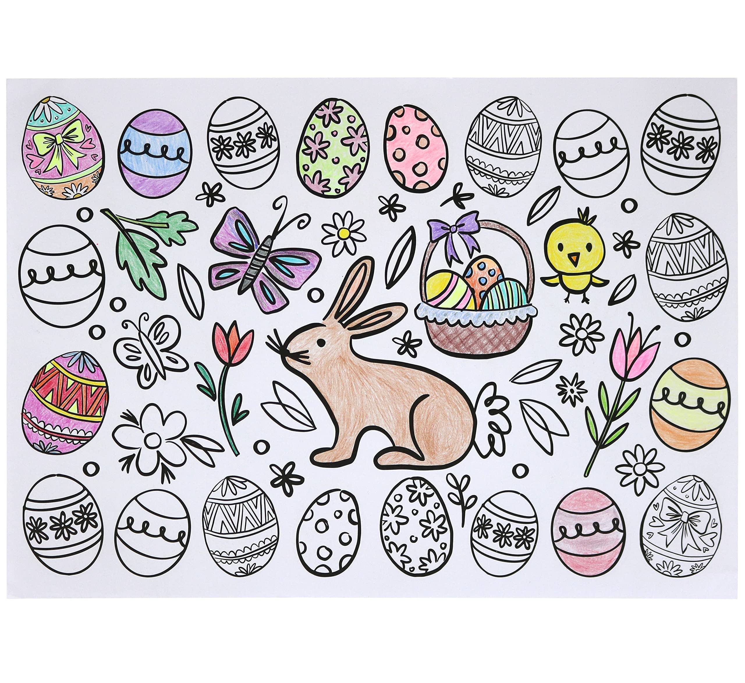 Iconikal Color-Your-Own 2-Sided Reversible Disposable Paper Place Mats, 14 x 10-inches, Easter, 22-Count