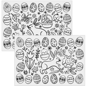 Iconikal Color-Your-Own 2-Sided Reversible Disposable Paper Place Mats, 14 x 10-inches, Easter, 22-Count