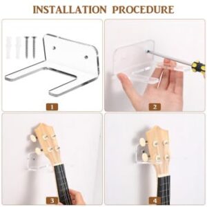 1 Set Guitar Hanger Hook Clear Acrylic Guitar Wall Mount Bracket Holder Stand with Screw for Electric Acoustic Guitar Ukulele Accessory