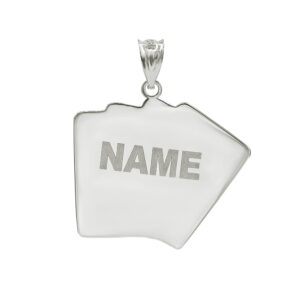 Certified 925 Sterling Silver Personalized Engraved Four of a Kind Aces Playing Cards Name Pendant