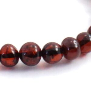 TipTopEco Baltic Amber Adult Stretch Bracelet for Men or Women - 7 Inches Long - Polished Cherry Beads