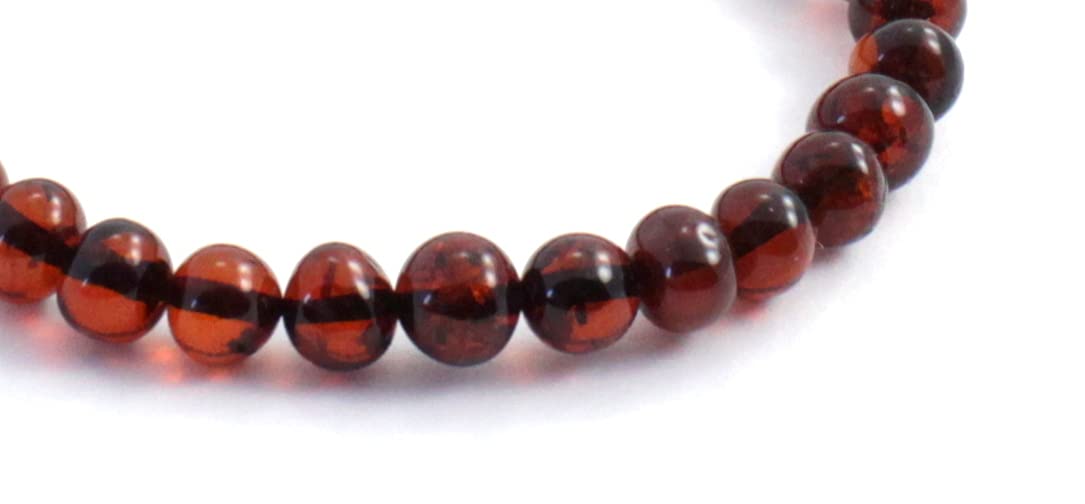 TipTopEco Baltic Amber Adult Stretch Bracelet for Men or Women - 7 Inches Long - Polished Cherry Beads