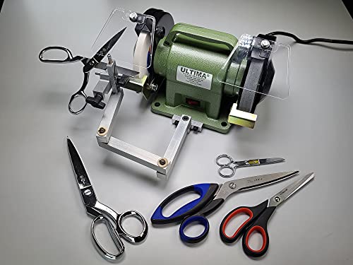 Ultima Scissor Sharpener - Benchtop Grinder & Polisher with Convexing Clamp for Prossional Quality Scissor & Shear Sharpening