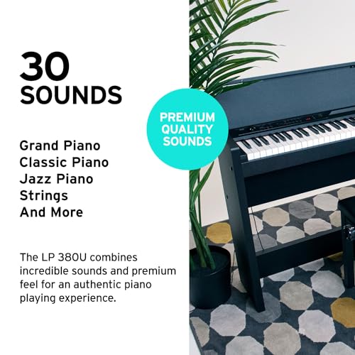 KORG, LP-380U Digital Home Piano with 88-Key Fully Weighted Keyboard, Built-in Speakers, Furniture Stand, and 3-Pedal Unit (LP-380-RW-U)