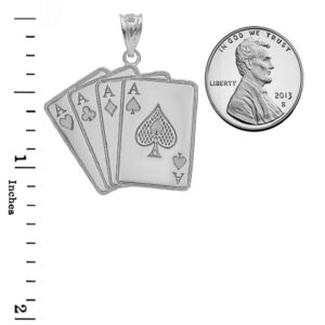 Certified 925 Sterling Silver Personalized Engraved Four of a Kind Aces Playing Cards Name Pendant